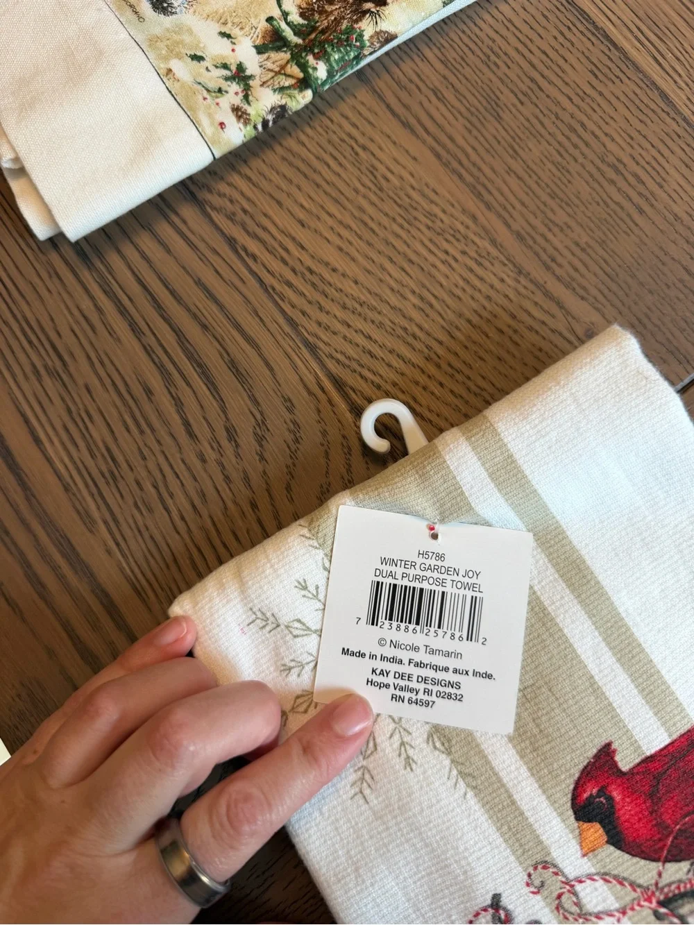 Dual Purpose Towel - White with Red Cardinal 'JOY' Design